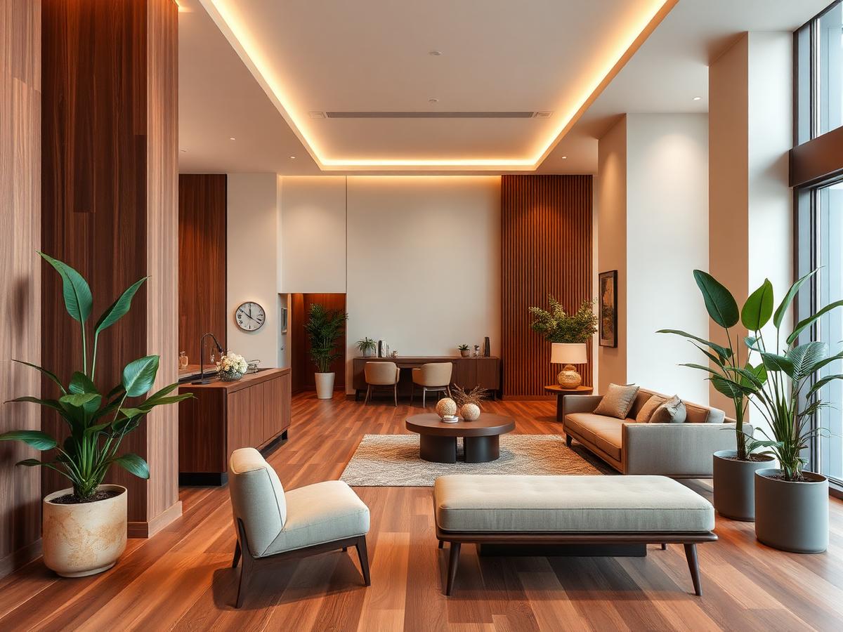 Warm condominium common space